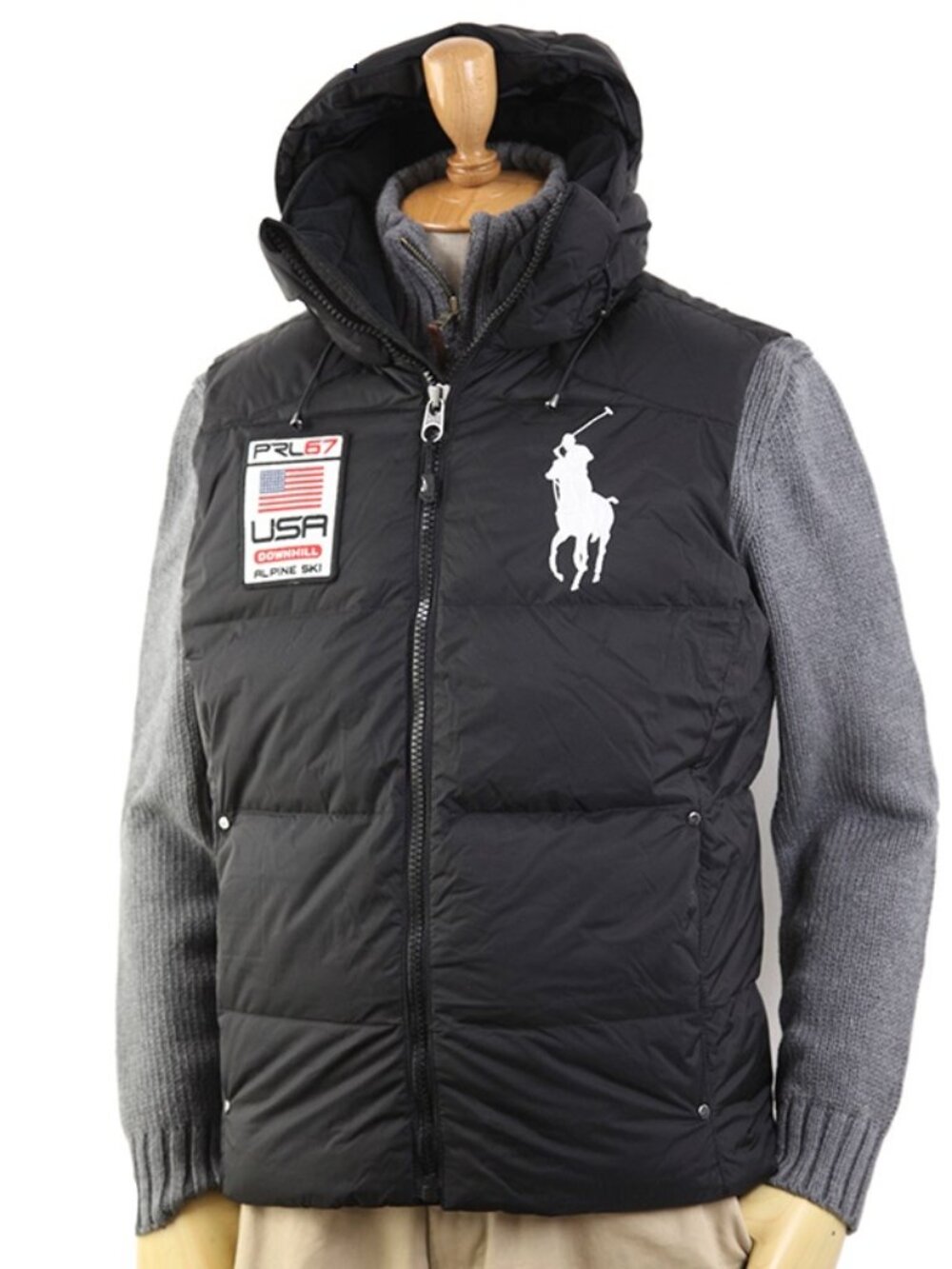 RARE NWT Polo Ralph Lauren USA Downhill Alpine Ski Down Vest - Black - Men's M